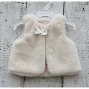 Baby Osh Kosh B'gosh Girls White Faux Fur Vest Size 18 Months